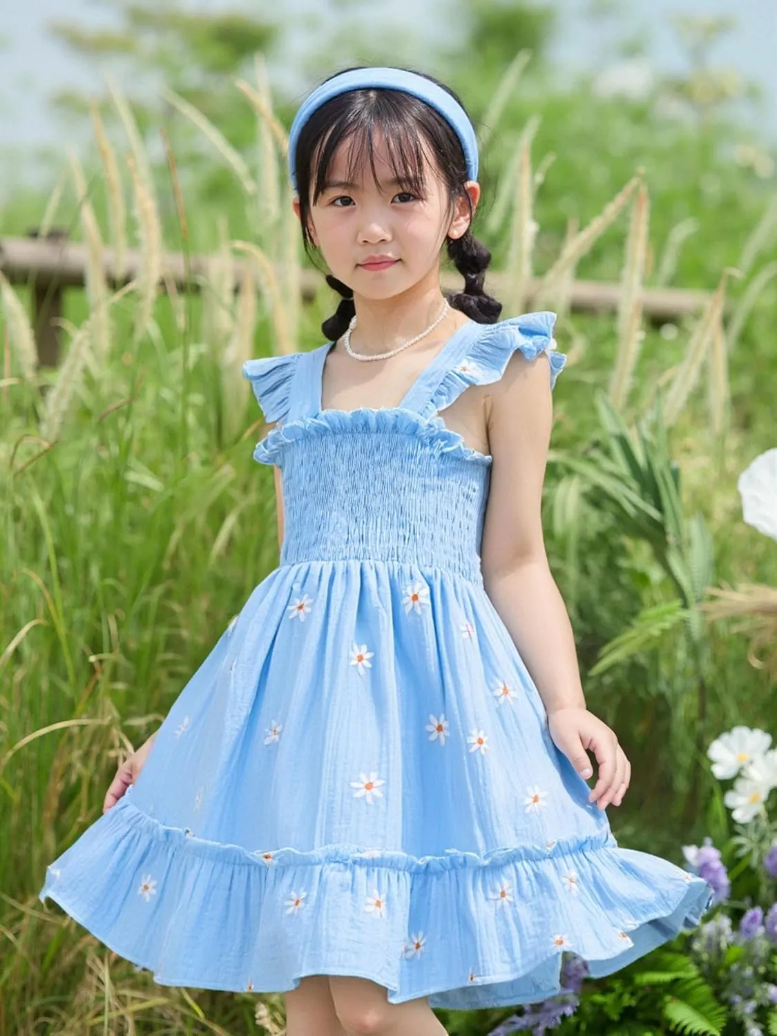 Toddler Baby Girls Dress Floral Embroidered Boho Sleeveless Beach Butterfly Sundress