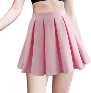 TONCHENGSD Women's Girls High Waist School Uniform Pleated Mini Skirt