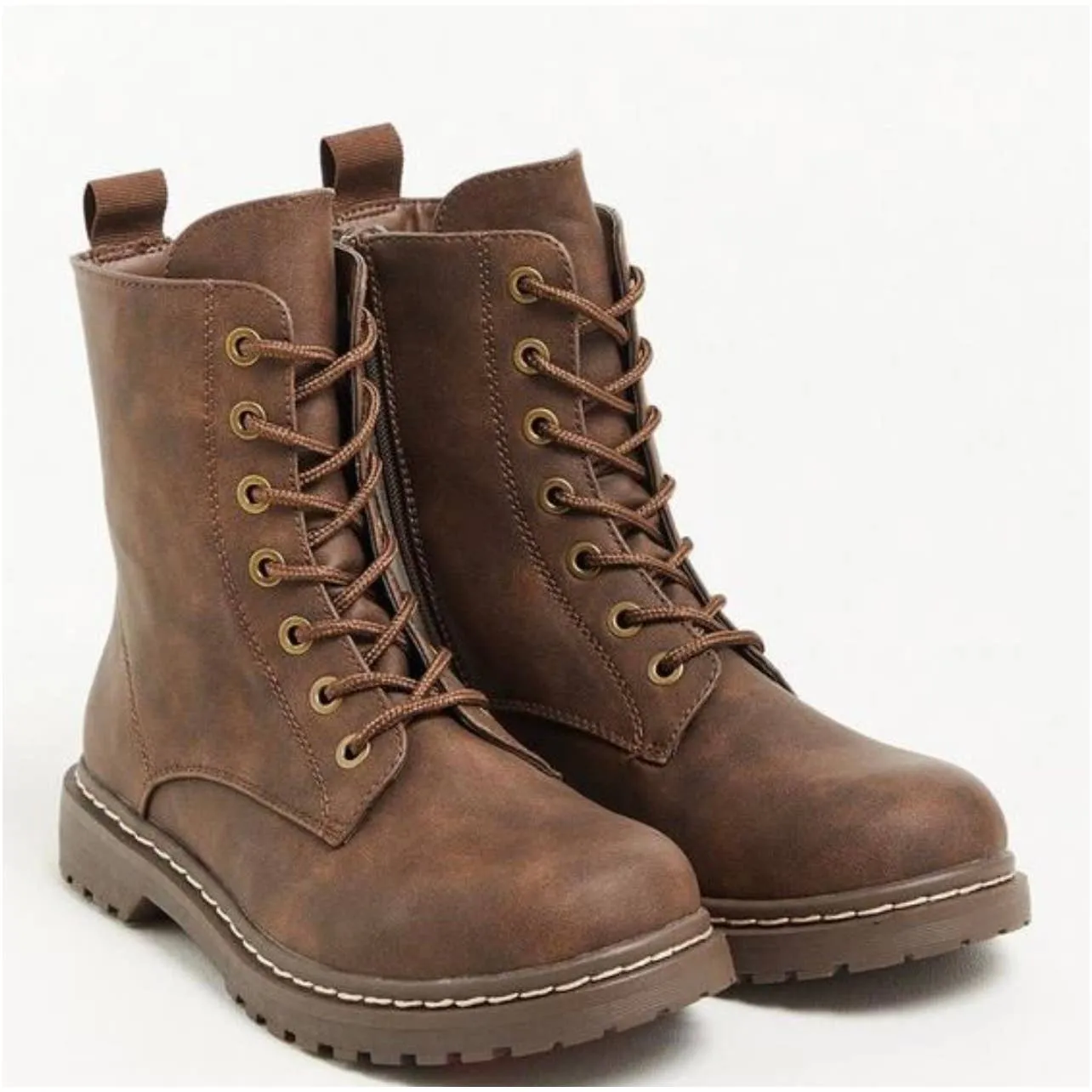 Torrid Stevie Lace Up Combat Boots Vegan Size 11 Brown