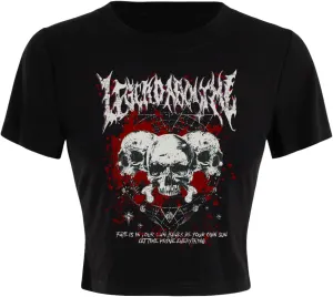 Verdusa Women's Graphic Gothic Tops Vintage Baby Tee Goth Summer Crew Neck Crop Top