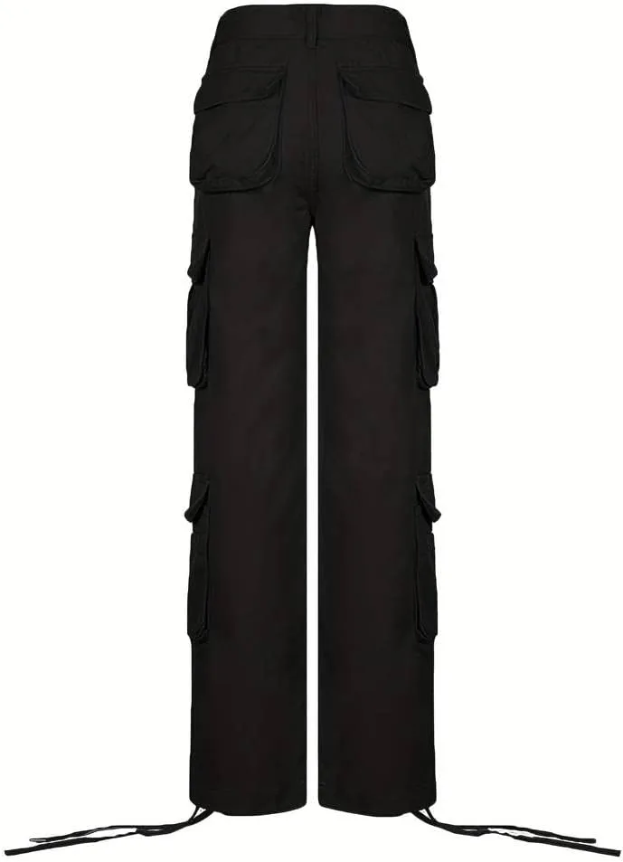 Vintage Cargo Pants Baggy Jeans Women Fashion 90s Streetwear Pockets Wide Leg High Waist Straight Y2k Denim Trousers Overalls