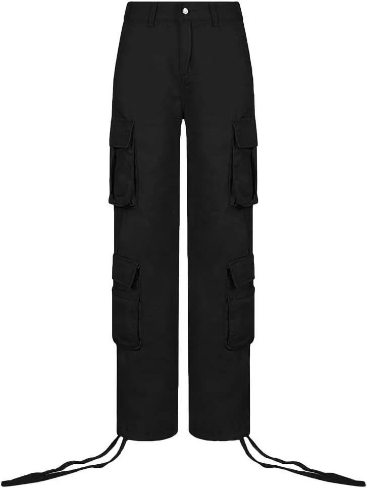 Vintage Cargo Pants Baggy Jeans Women Fashion 90s Streetwear Pockets Wide Leg High Waist Straight Y2k Denim Trousers Overalls
