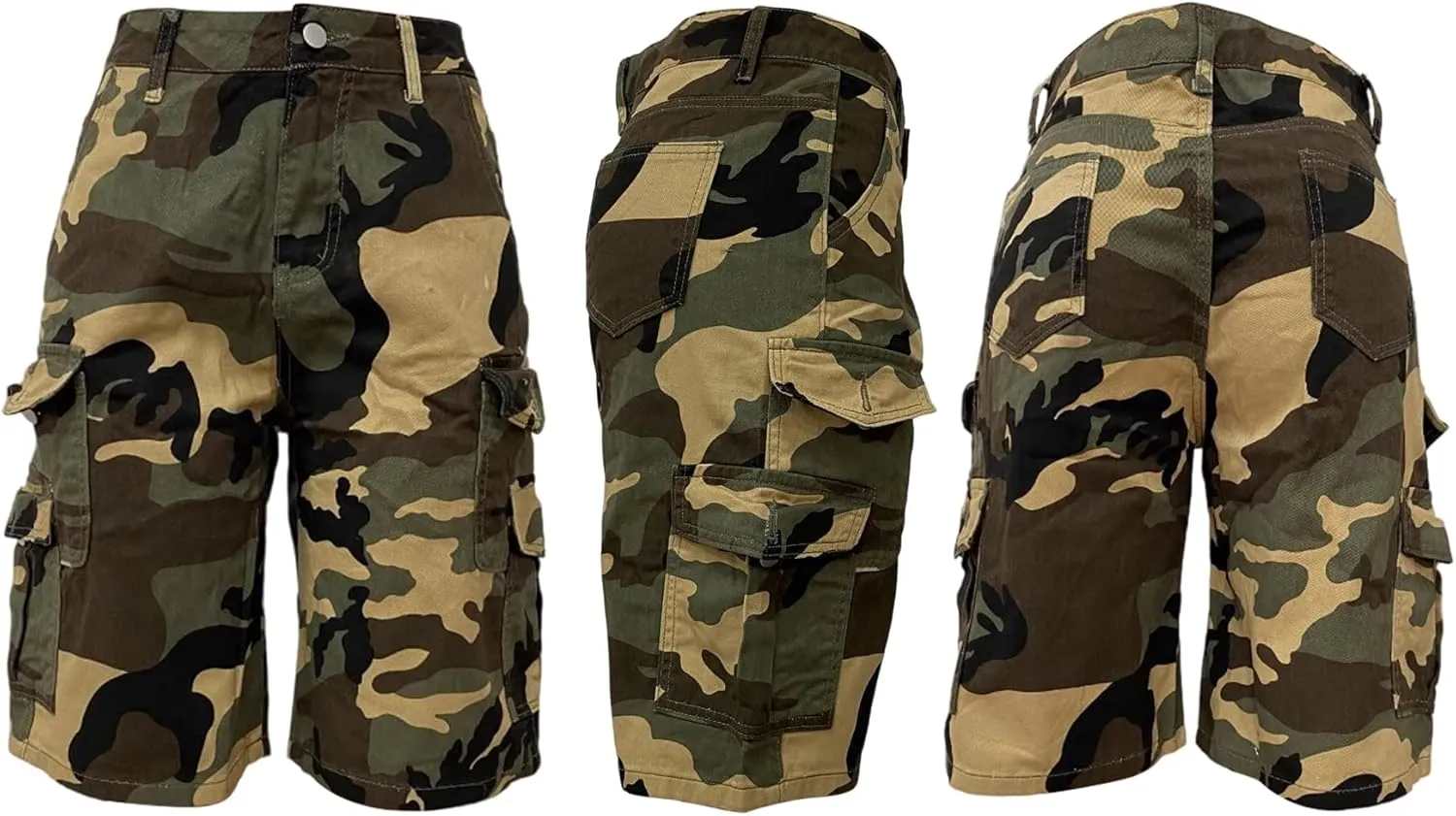 Voghtic Womens Camouflage Cargo Shorts Casual High Waisted Ripped Frayed Stretchy Jeans Shorts with Pockets