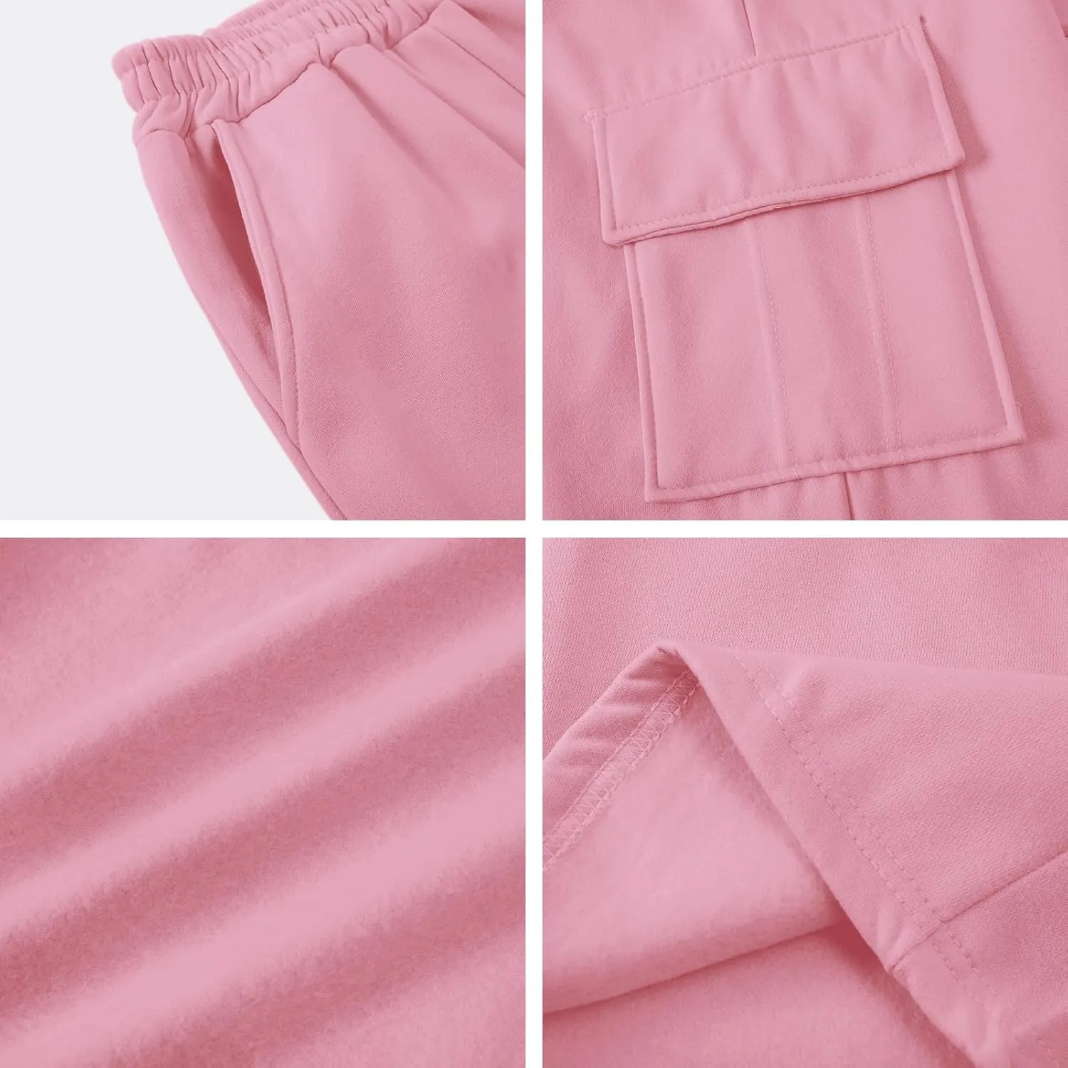 Wide Leg Cargo Sweatpants for Women High Waisted Baggy Fleece Joggers Casual Athletic Sweats Pants with Pockets