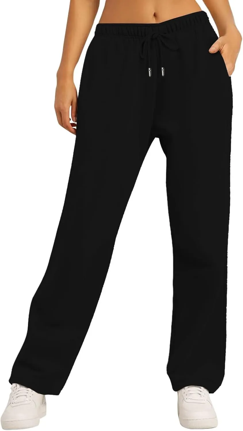 Wide Leg Sweatpants Women Baggy High Waisted Y2k Athletic Sweat Pants Casual Comfy Cotton Joggers with Pockets