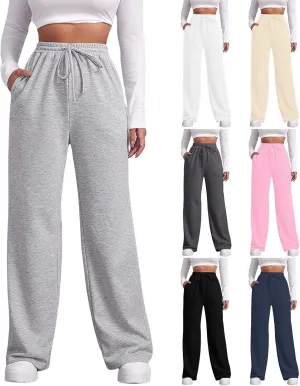 Wide Leg Sweatpants Women Baggy High Waisted Y2k Athletic Sweat Pants Casual Comfy Cotton Joggers with Pockets