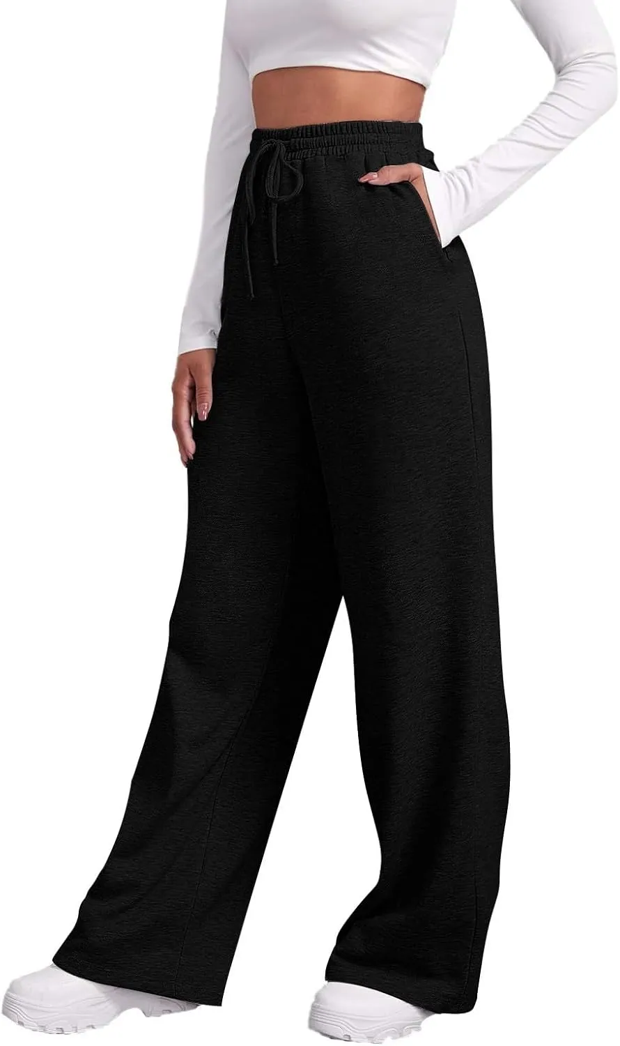 Wide Leg Sweatpants Women Baggy High Waisted Y2k Athletic Sweat Pants Casual Comfy Cotton Joggers with Pockets