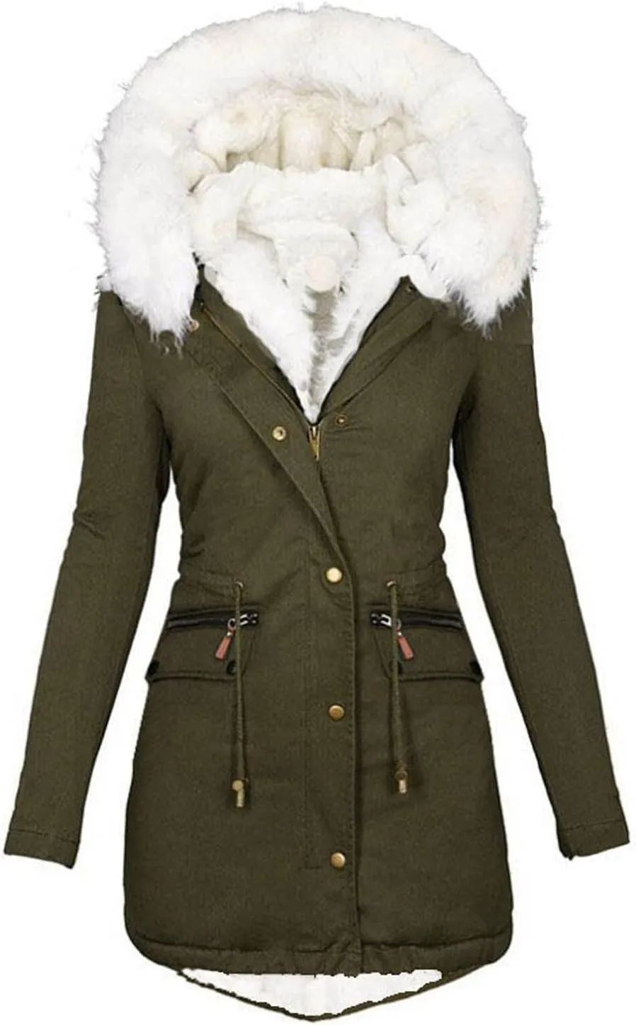 Winter Coats For Women 2024 Trendy Sherpa Lined Thick Hooded Jacket Warm Lightweight Fleece Outerwear With Pockets