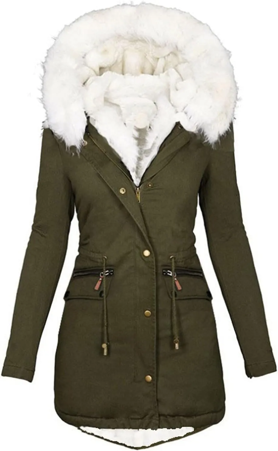 Winter Coats For Women 2024 Trendy Sherpa Lined Thick Hooded Jacket Warm Lightweight Fleece Outerwear With Pockets