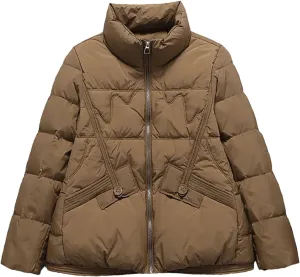 Winter White Duck Down Coat Women Short Puffer Jacket Casual Warm Light Parkas