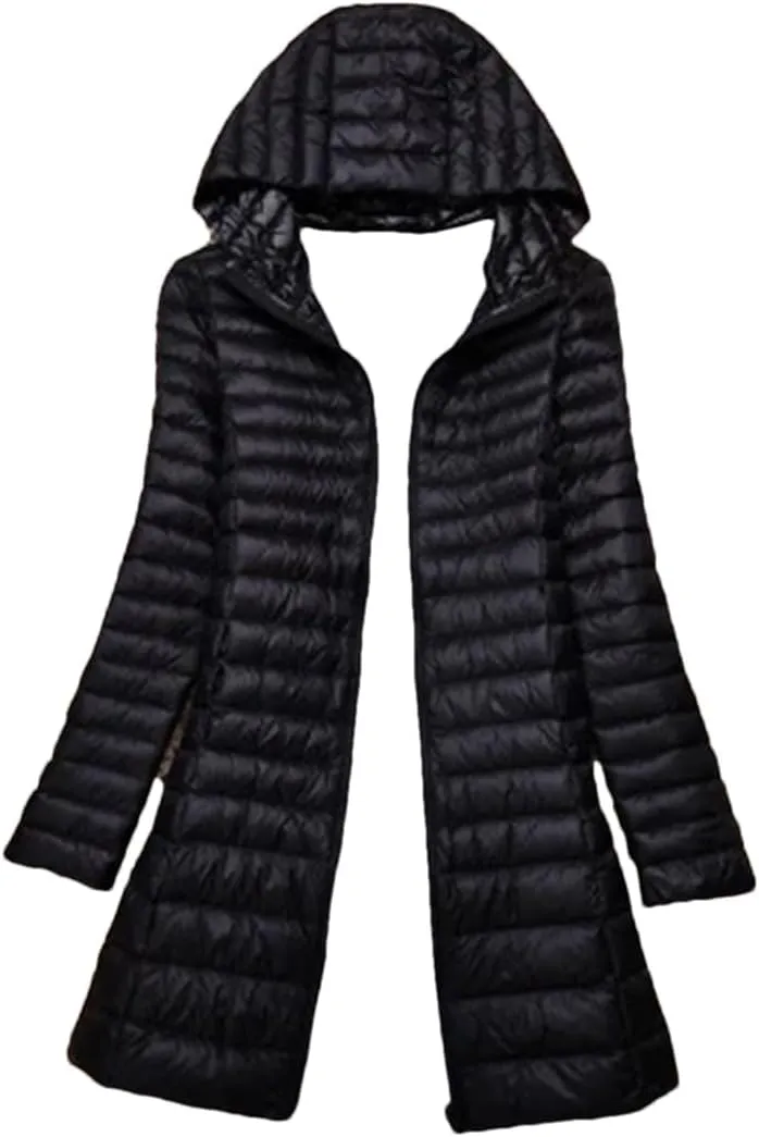 Winter Women Midi Long Hooded Jacket Down Coat Parka Ladies Warm Puffer Outerwears
