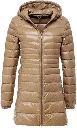 Winter Women Midi Long Hooded Jacket Down Coat Parka Ladies Warm Puffer Outerwears