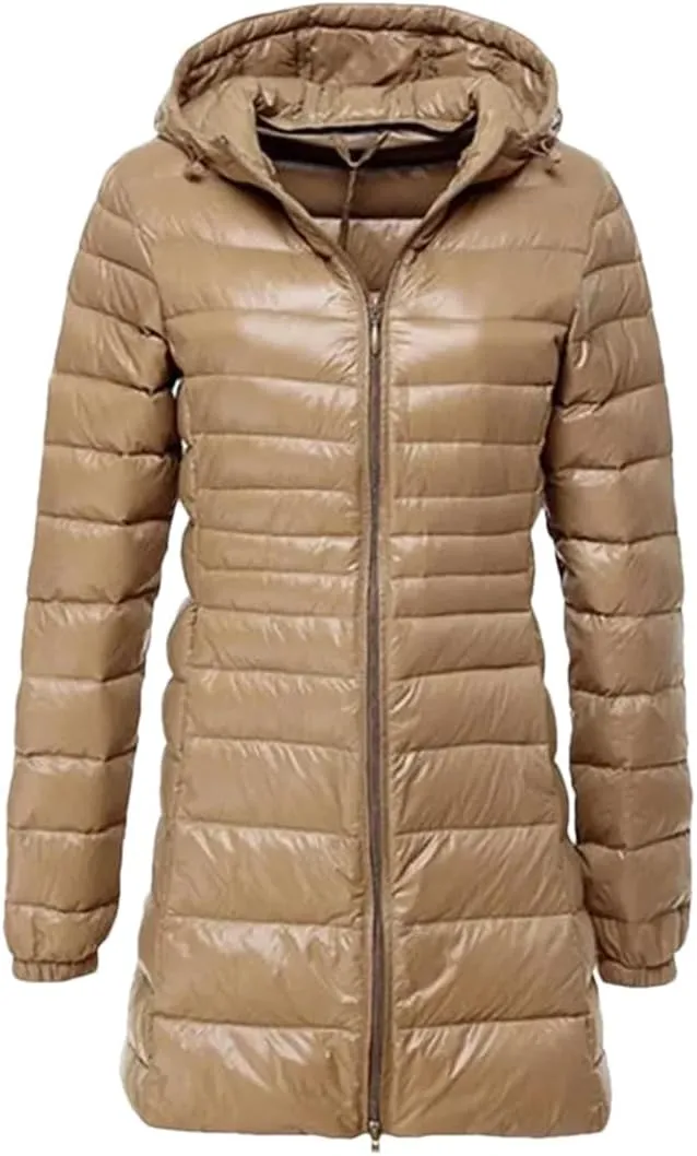 Winter Women Midi Long Hooded Jacket Down Coat Parka Ladies Warm Puffer Outerwears