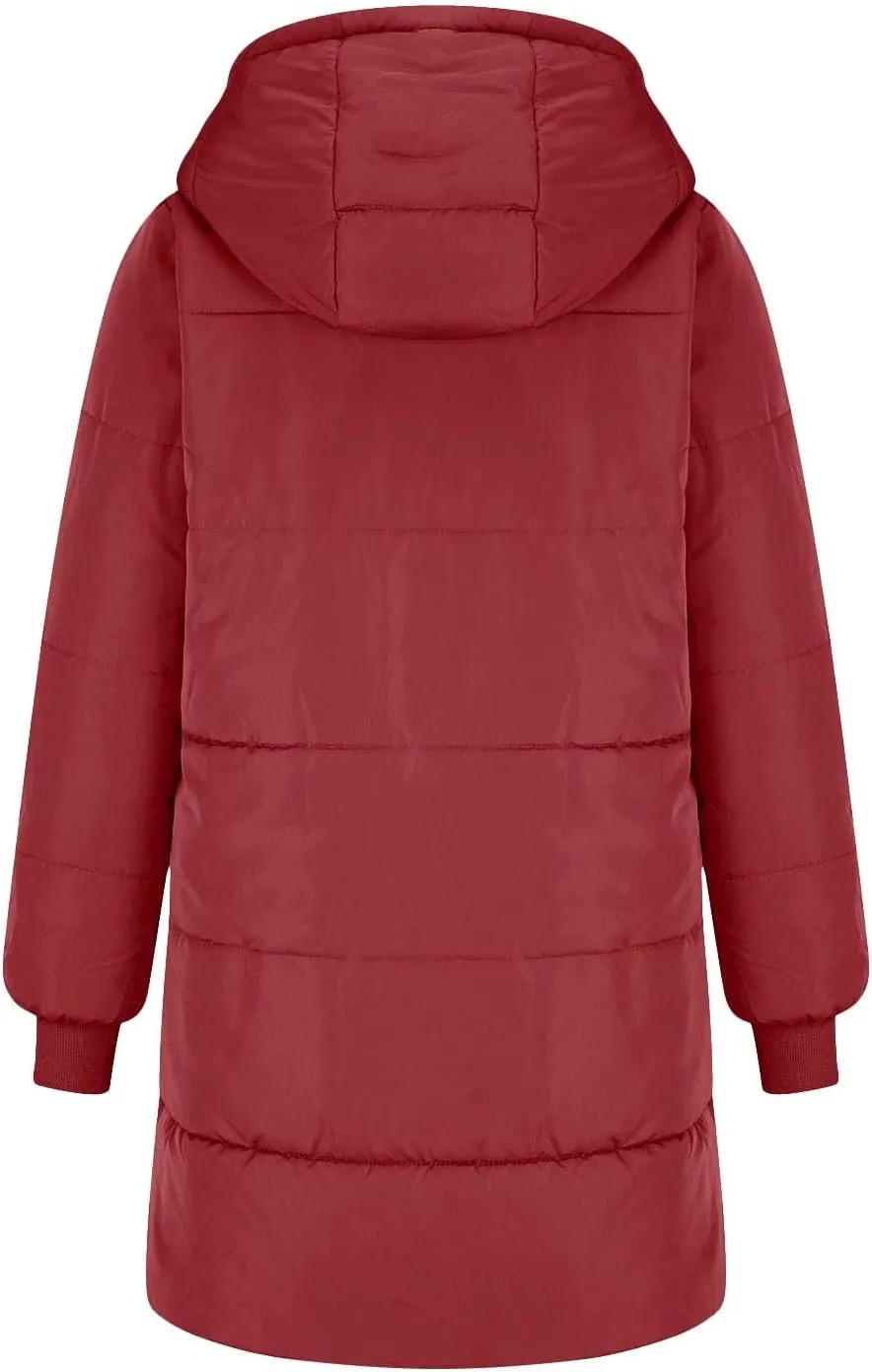 Women 2024 Winter Sherpa Lined Long Hooded Jackets Long Sleeve Button Down Shearling Fluffy Coats Trendy Outerwear