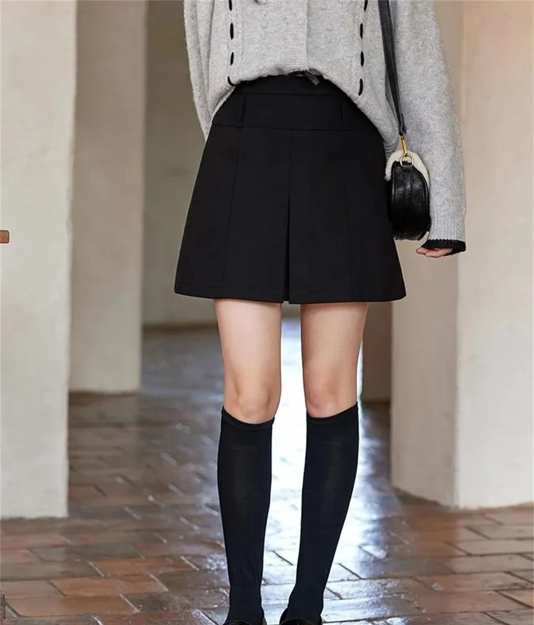 Women Basic High Waist A-Line Mini Skirt Stretchy Flared Casual Pleated Tennis Skirt