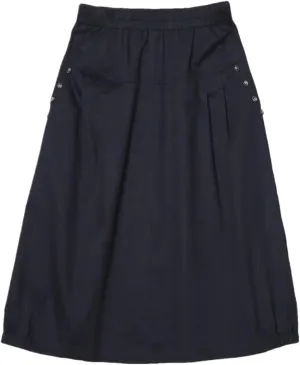 Women Cotton Spring Summer A-Line Skirt Loose Skirts Female High Waist Long with Pockets Skirt