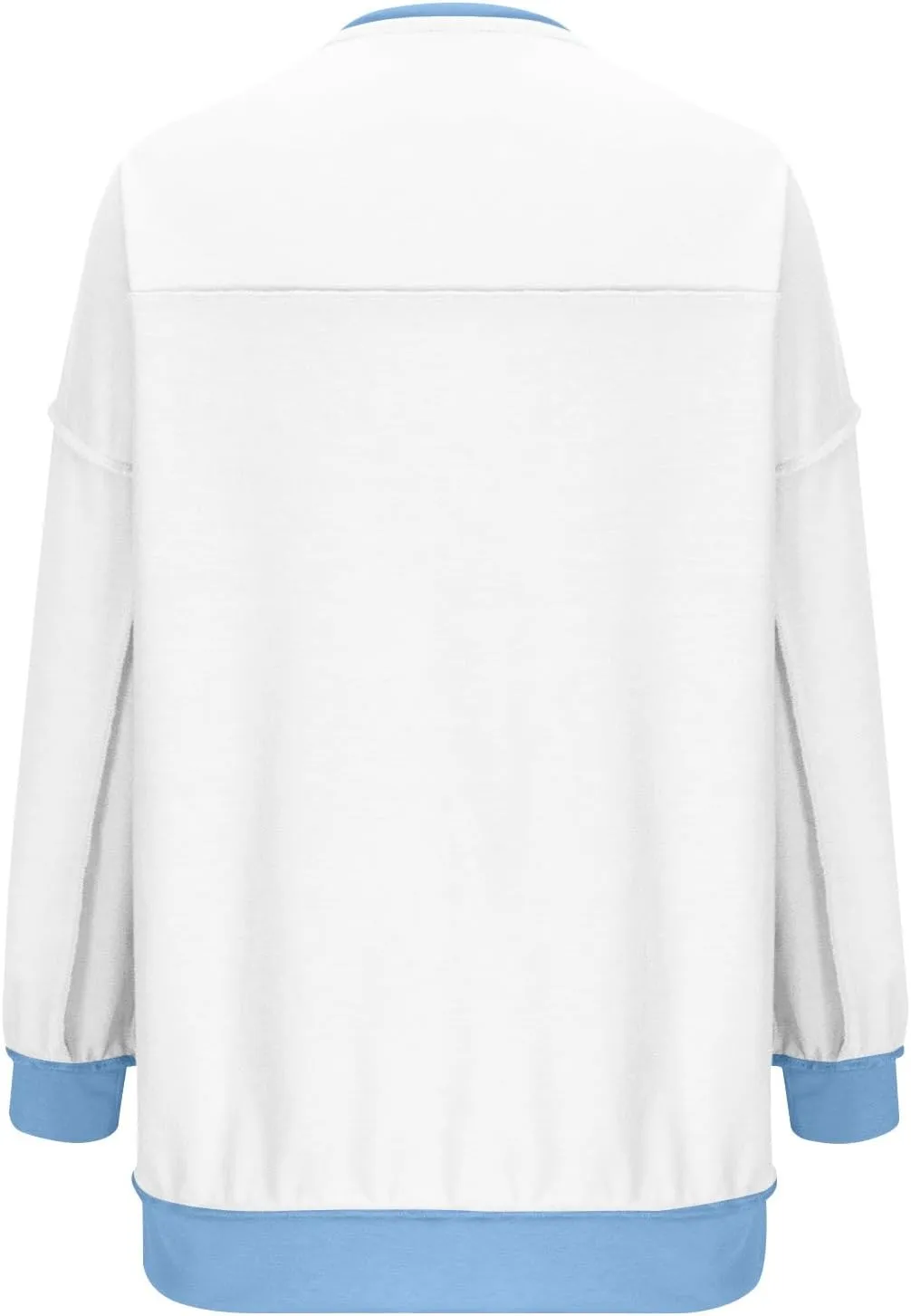 Women Fashion Oversized Long Sleeve Splicing Pullover Plain Color Tops Lightweight Sweatshirts Loose Fit Ribbed Top