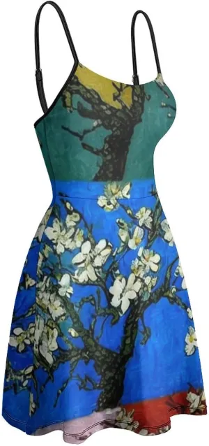 Women Girls Wrap Sleeveless Flared Midi Dress for Vacation Party Wedding
