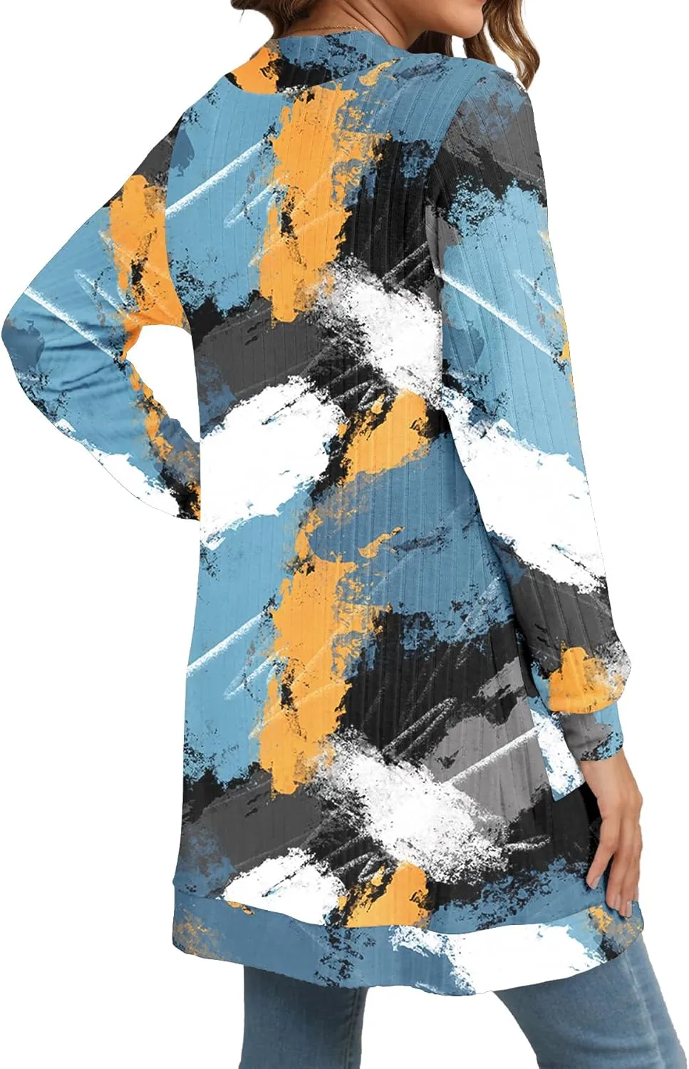 Women Long Sleeve Open Front Cardigan Casual Lightweight Long Cardigans Loose Knit Outwear with Pockets