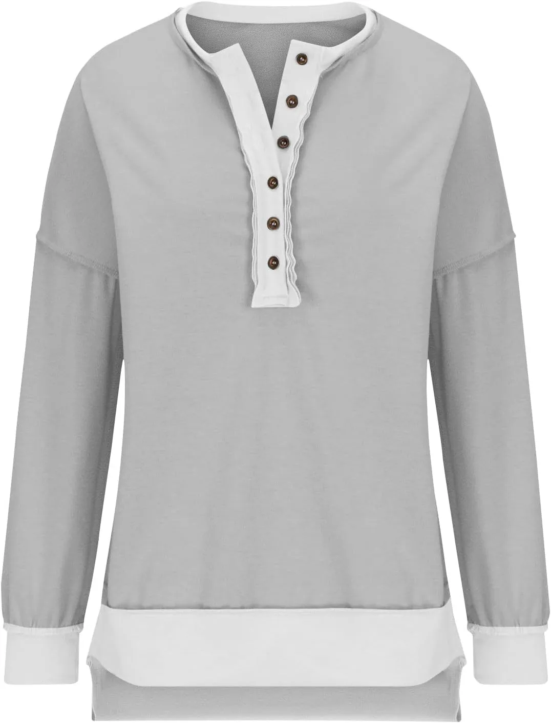 Women Long Sleeve Splicing Pullover Plain Color Tops Lightweight Sweatshirts Loose Fit Top Workout Shirts Outdoors