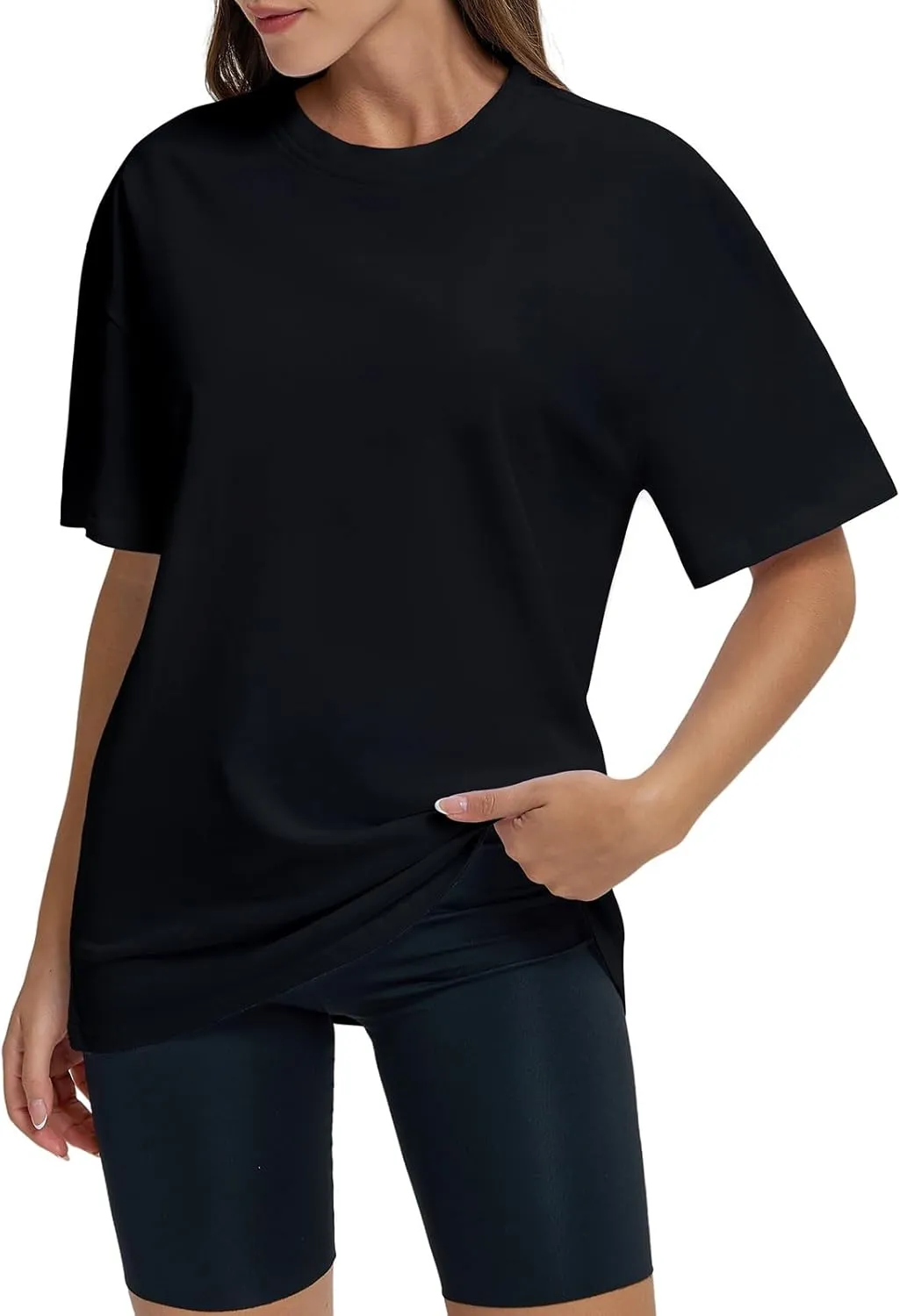 Women Oversized T Shirts Summer Casual Crewneck Short Sleeve Basic Tops Cotton Loose Fit Clothes
