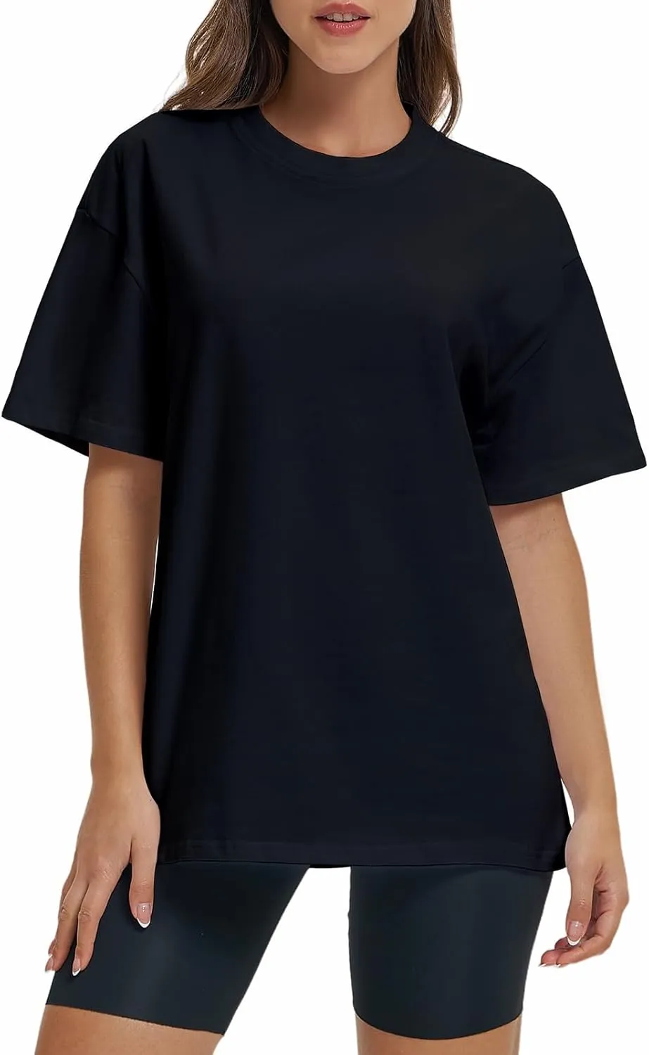 Women Oversized T Shirts Summer Casual Crewneck Short Sleeve Basic Tops Cotton Loose Fit Clothes