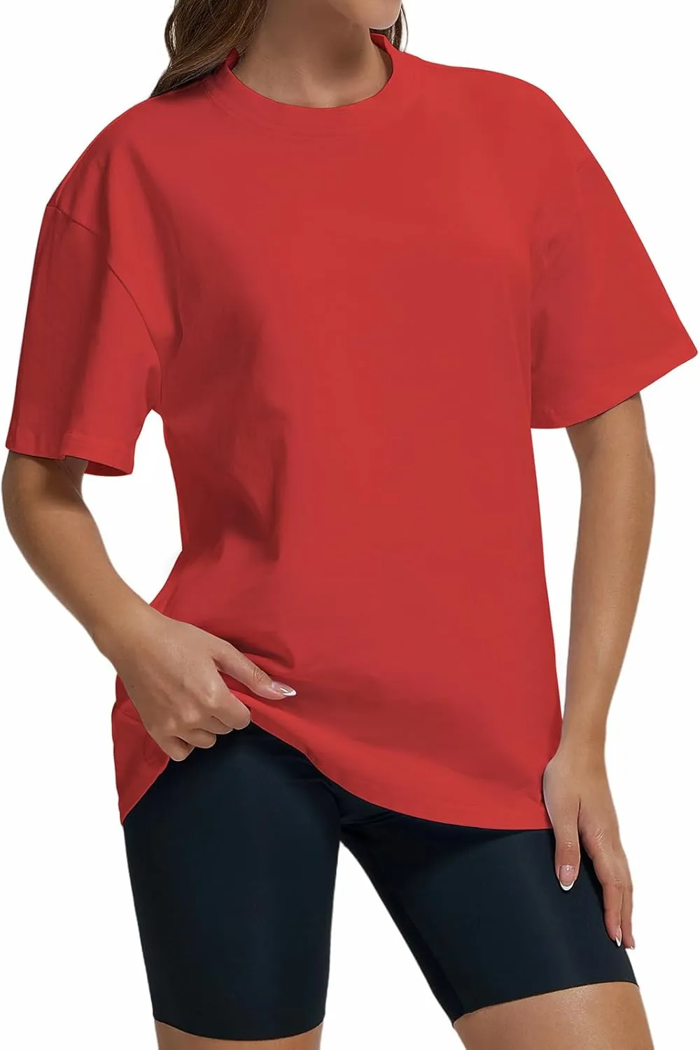 Women Oversized T Shirts Summer Casual Crewneck Short Sleeve Basic Tops Cotton Loose Fit Clothes