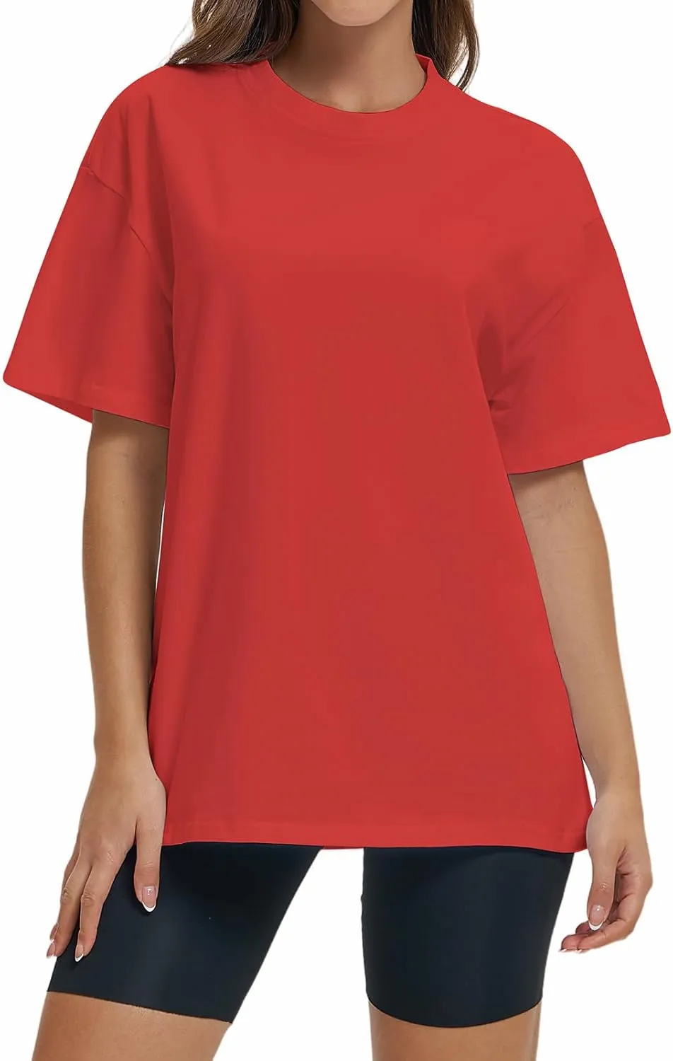 Women Oversized T Shirts Summer Casual Crewneck Short Sleeve Basic Tops Cotton Loose Fit Clothes