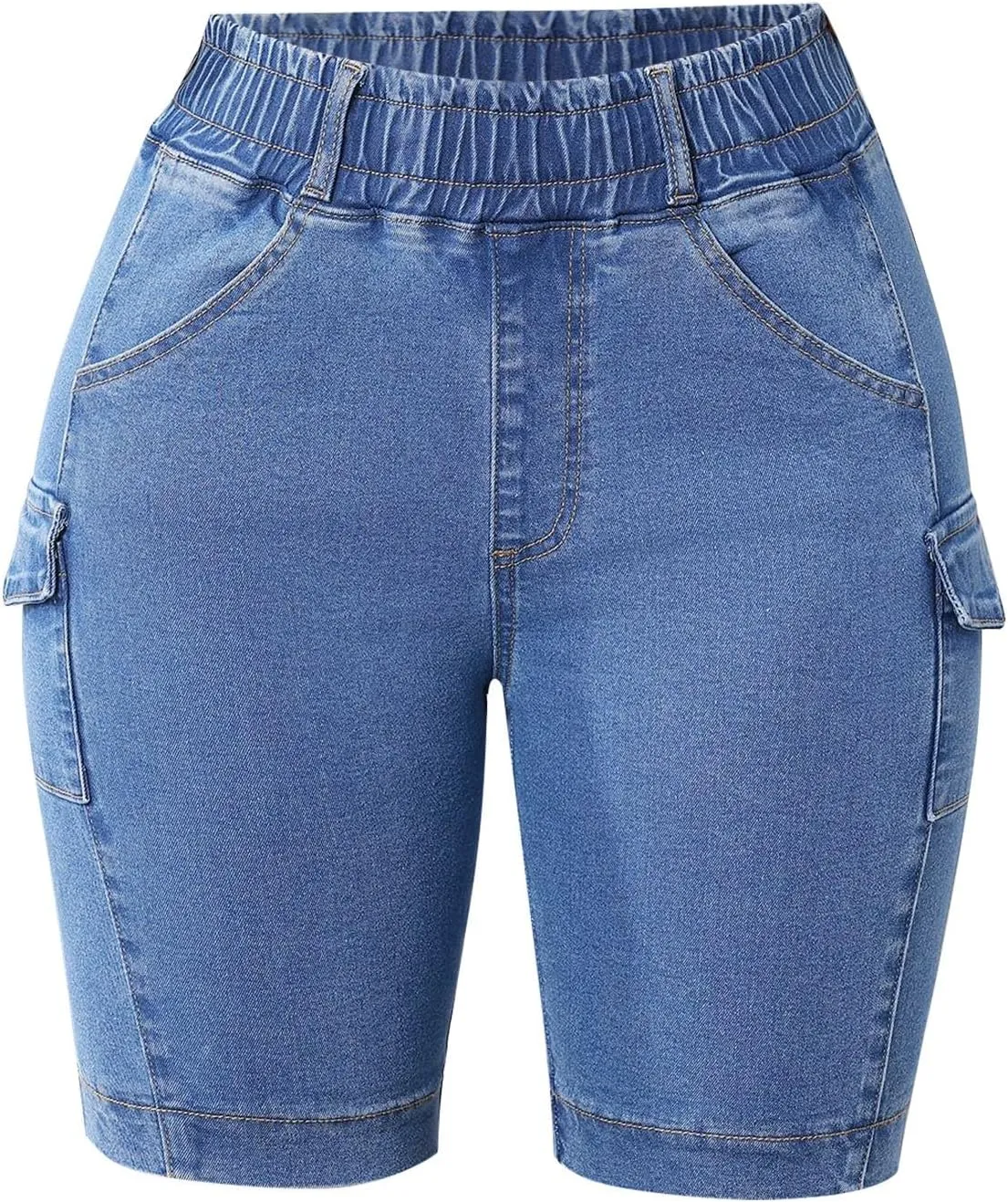 Women Plus Size Jean Shorts Sexy Stretchy High Waisted Frayed Raw Hem Denim Shorts Plus Size Sexy Jean
