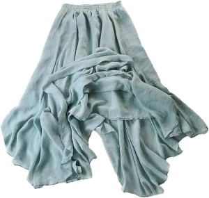 Women Vintage Irregular Solid Skirt Tiered Elastic Waist Skirts Casual Summer Maxi Skirt