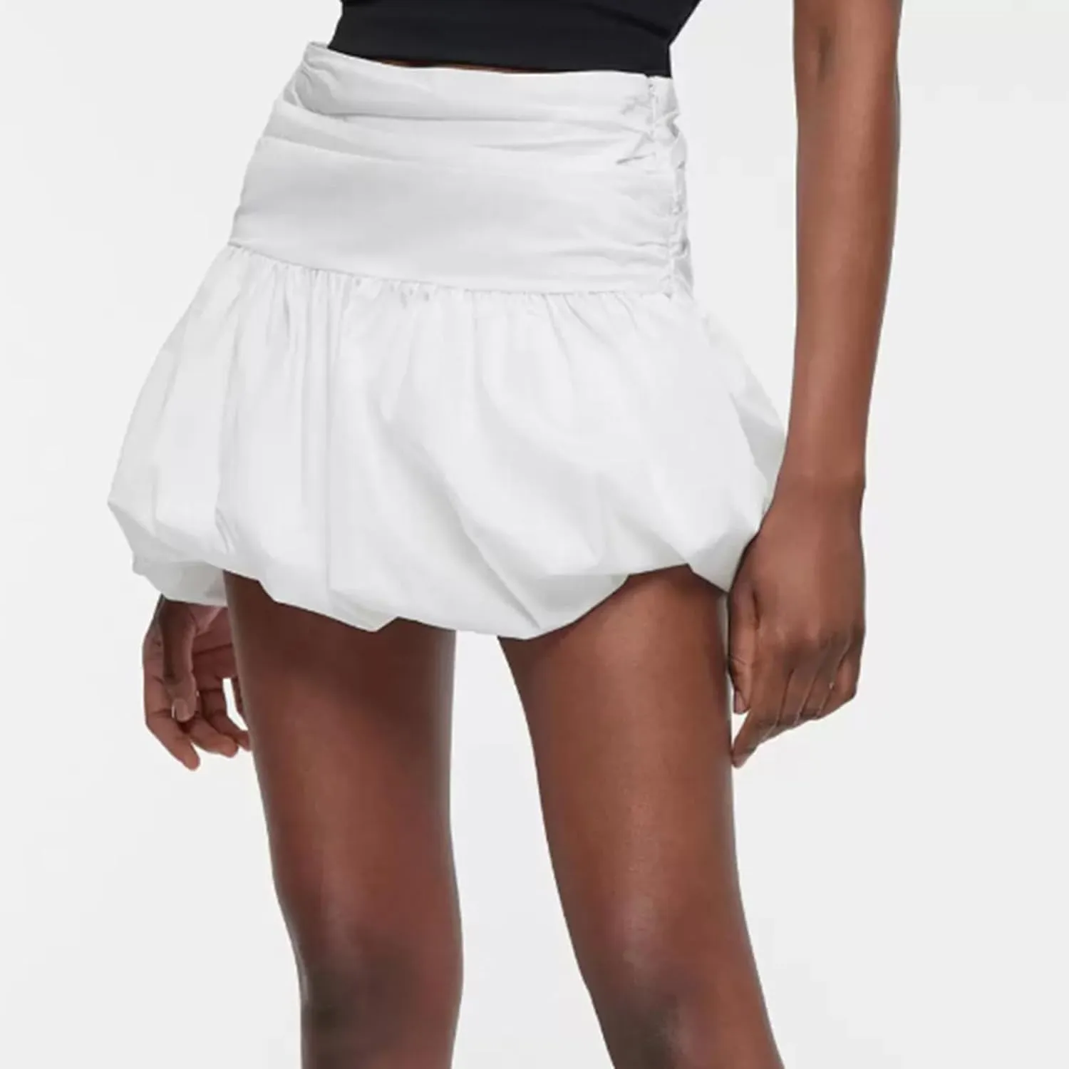 Women Y2k Bubble Skirt High Waist Pleated Puff Hem Balloon Short Skirts Slim Fit A Line Ruffle Mini Skirt