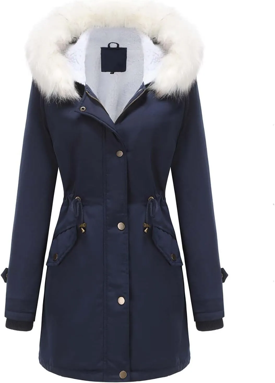 Women's 2024 Winter Warm Coats With Hood Sherpa Lined Thick Jacket Long Sleeve Fleece Outerwear With Pockets