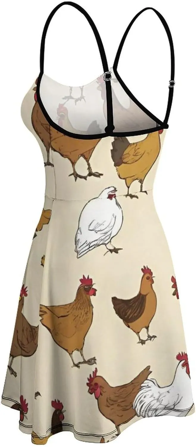 Women's Casual Swing Midi Sun Dress for Party Beach Date