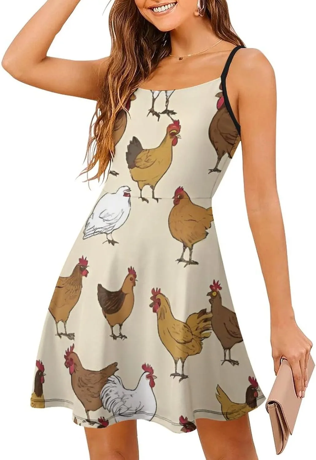 Women's Casual Swing Midi Sun Dress for Party Beach Date