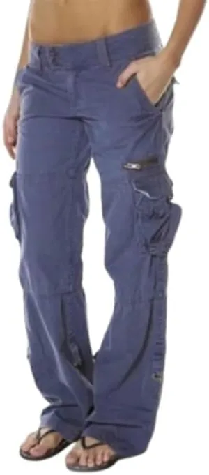 Women's Cotton Y2K Cargo Pants Boyfriend Loose Fit Mid Rise Straight Leg Multiple Pockets Casual Trouser