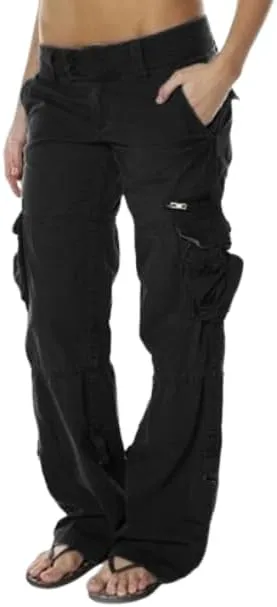 Women's Cotton Y2K Cargo Pants Boyfriend Loose Fit Mid Rise Straight Leg Multiple Pockets Casual Trouser