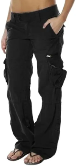 Women's Cotton Y2K Cargo Pants Boyfriend Loose Fit Mid Rise Straight Leg Multiple Pockets Casual Trouser
