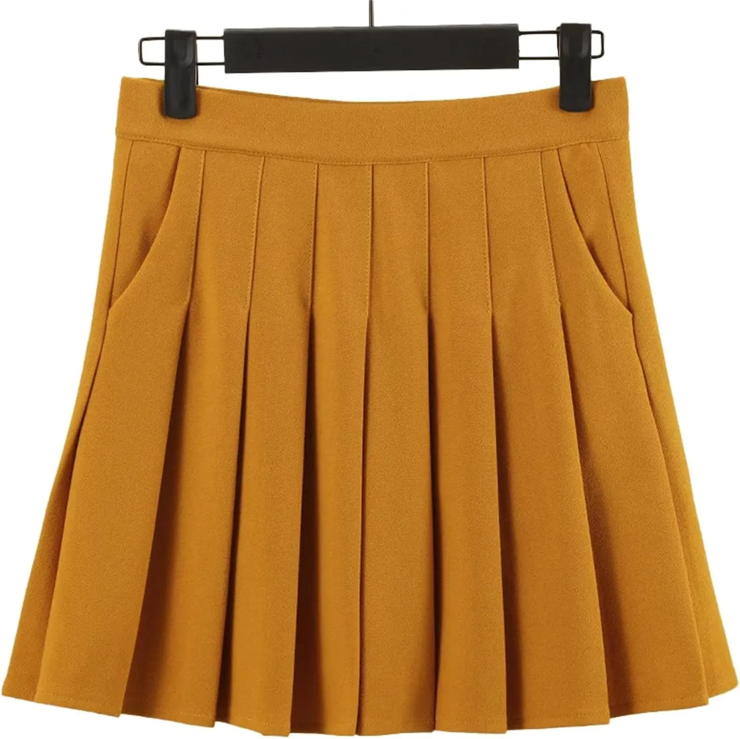 Women's Elastic High Waist Pleated Pockets A-Line Slimming Mini Short Skirt Tennis Skirts