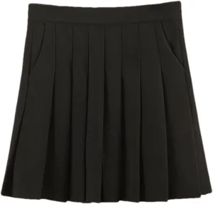 Women's Elastic High Waist Pleated Pockets A-Line Slimming Mini Short Skirt Tennis Skirts