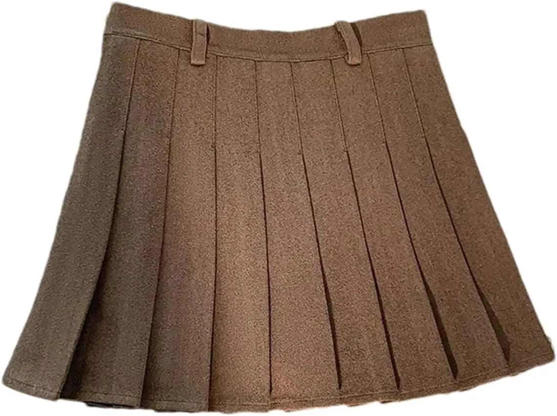 Women's High Waist Pleated Skirt  Solid Color Mini A-Line All-Match Skirt Athletic Casual Skirts