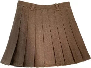 Women's High Waist Pleated Skirt  Solid Color Mini A-Line All-Match Skirt Athletic Casual Skirts