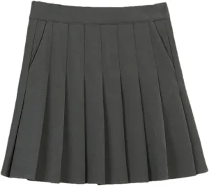 Women's High-Waisted Skirt with Pockets  Fashionable Mini Pleated School Uniform Casual Lightweight Golf Skirt