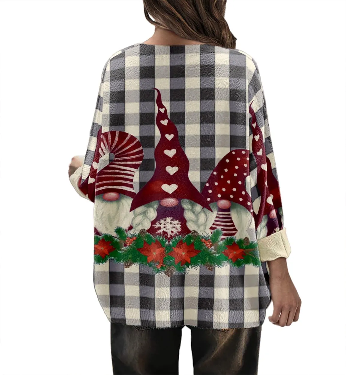 Womens Oversized Sweaters Fall 2024 Crewneck Knit Graphic Printed Pullover Sweater Tops Trendy Outfits