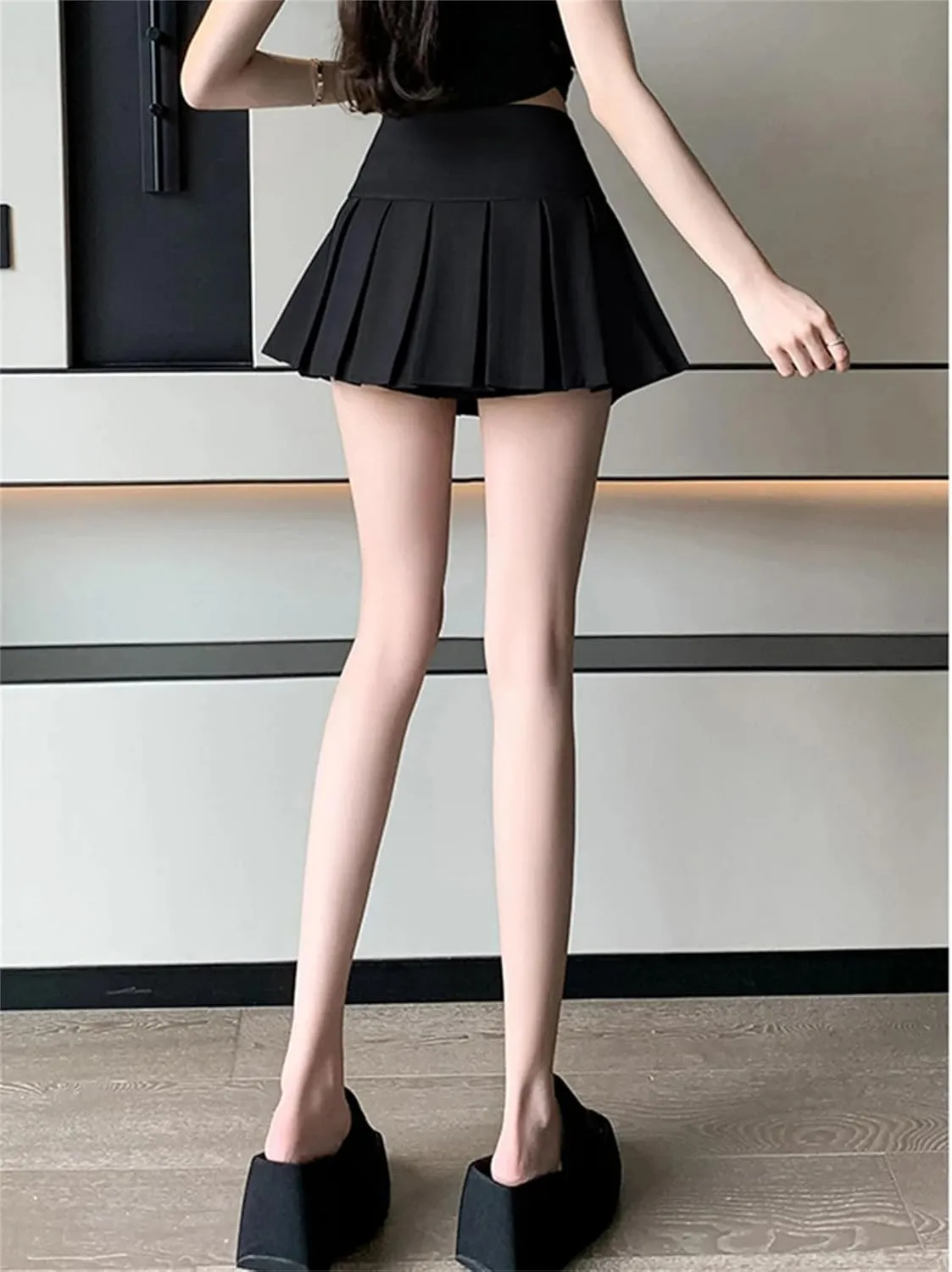 Women's Pleated Mini Skirts High Waist Casual School Sweet Irregular Pleated Ruffles Short Skirt