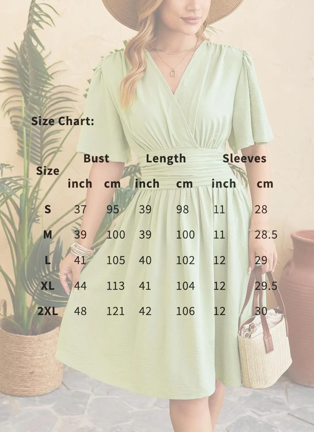 Women's Solid Short Sleeve V-Neck Ruched Waist Midi Dress Wrap Style Elegant Causal 2025 Summer Fashion Clothes