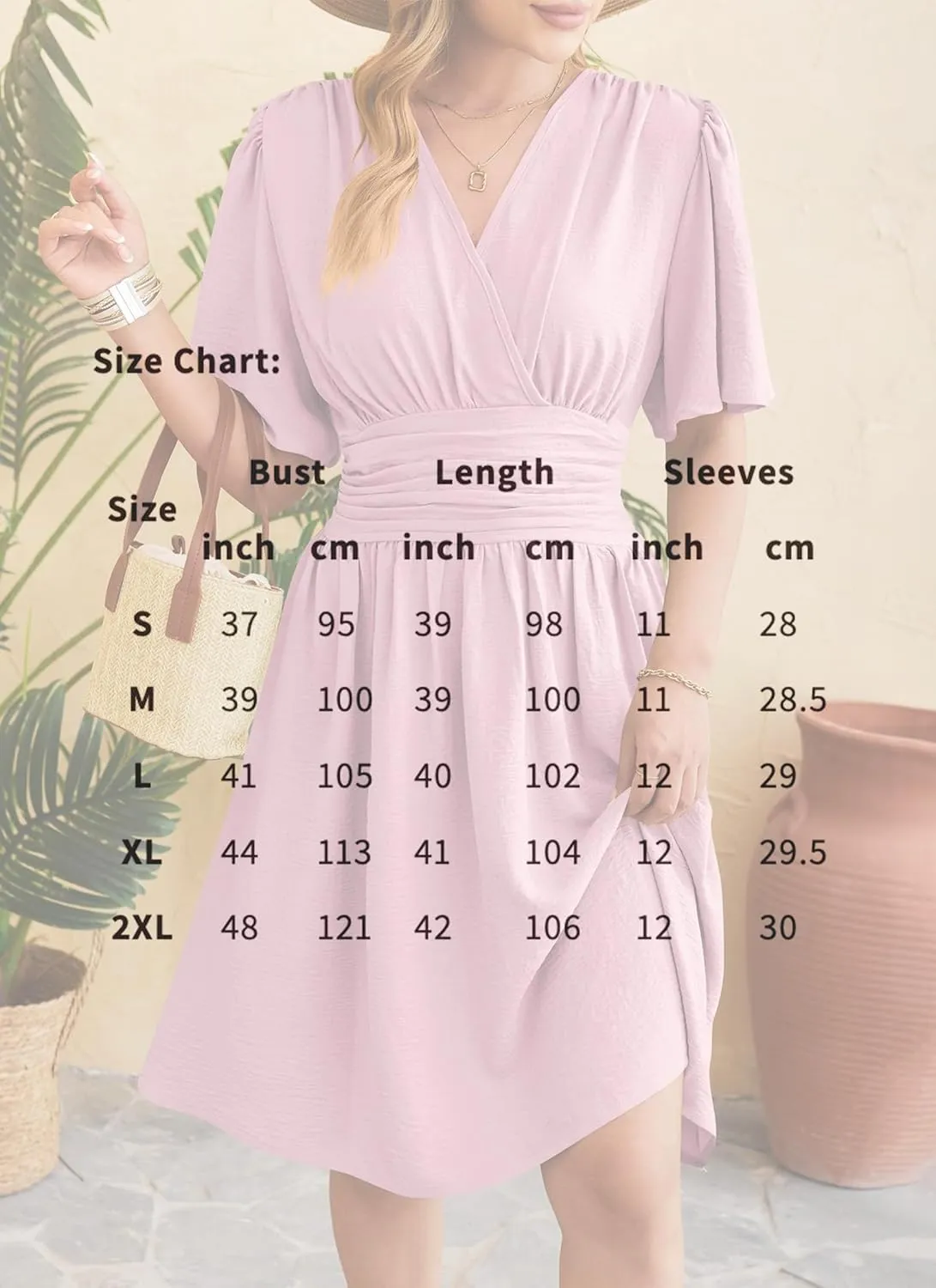 Women's Solid Short Sleeve V-Neck Ruched Waist Midi Dress Wrap Style Elegant Causal 2025 Summer Fashion Clothes