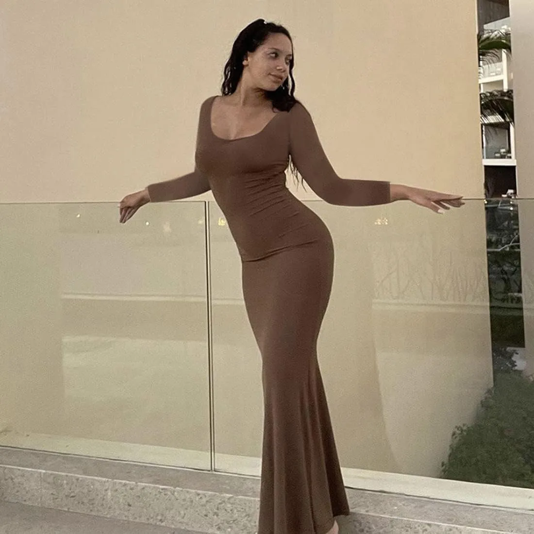 Womens Spaghetti Strap Bodycon Backless Maxi Dress