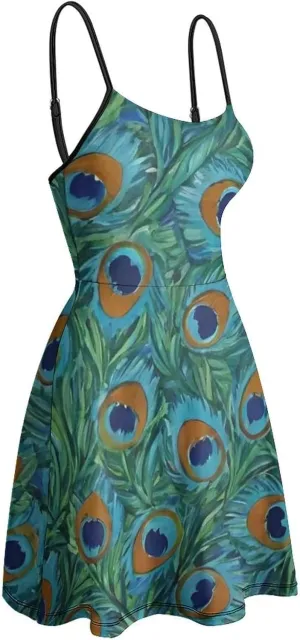 Women's U-Neck Sleeveless Loose Comfy Swing Sundress for Party Beach Date