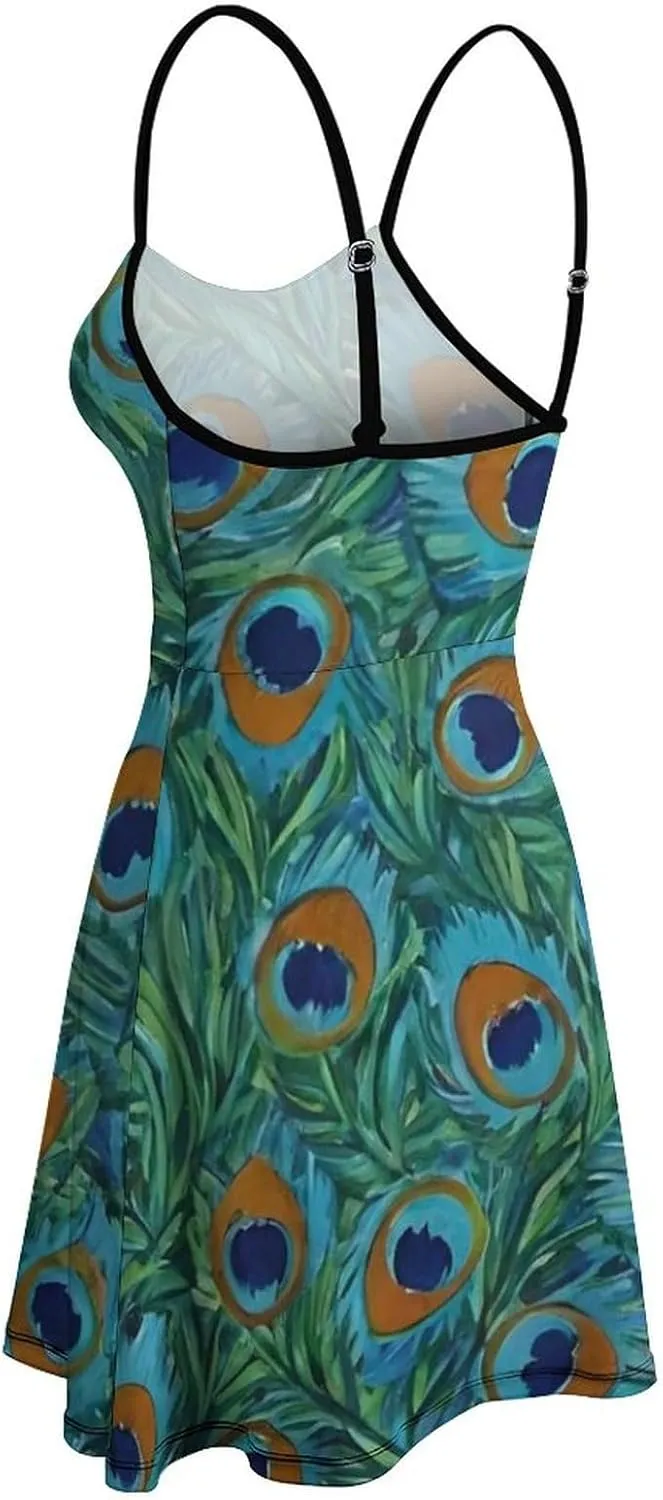 Women's U-Neck Sleeveless Loose Comfy Swing Sundress for Party Beach Date