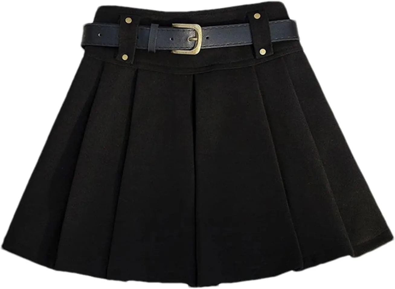 Women's Vintage Mini Skirt  Pleated High Waist with Belt A-Line All-Match Tennis Skirts